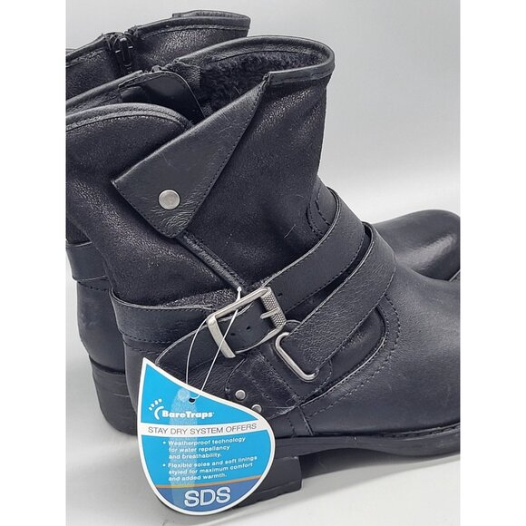 New Baretraps Black Hailie Faux Fur Lined Buckle Zip Moto Ankle Boots 6.5 - Picture 4 of 10